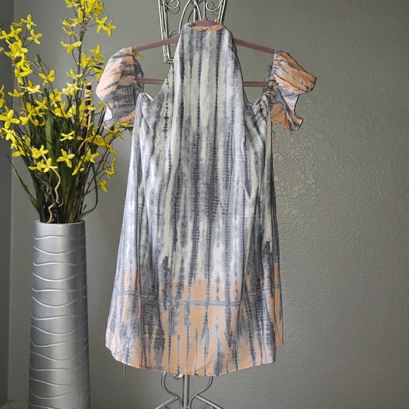 😻😻 S/M/ GREY CORAL TIE DYE FLOUNCE - Picture 3 of 7